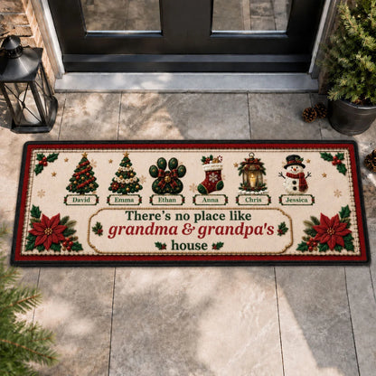 "There's No Place Like Grandma & Grandpa's House" Personalized Christmas Runner Rug - Xmas Gift for Grandparents