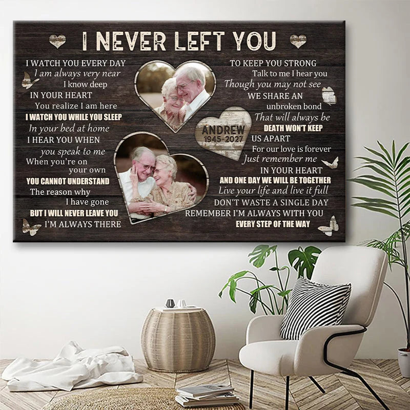 "I Never Left You I Watch You Everyday" - Personalized Memorial Canvas / Poster for Bereaved Family