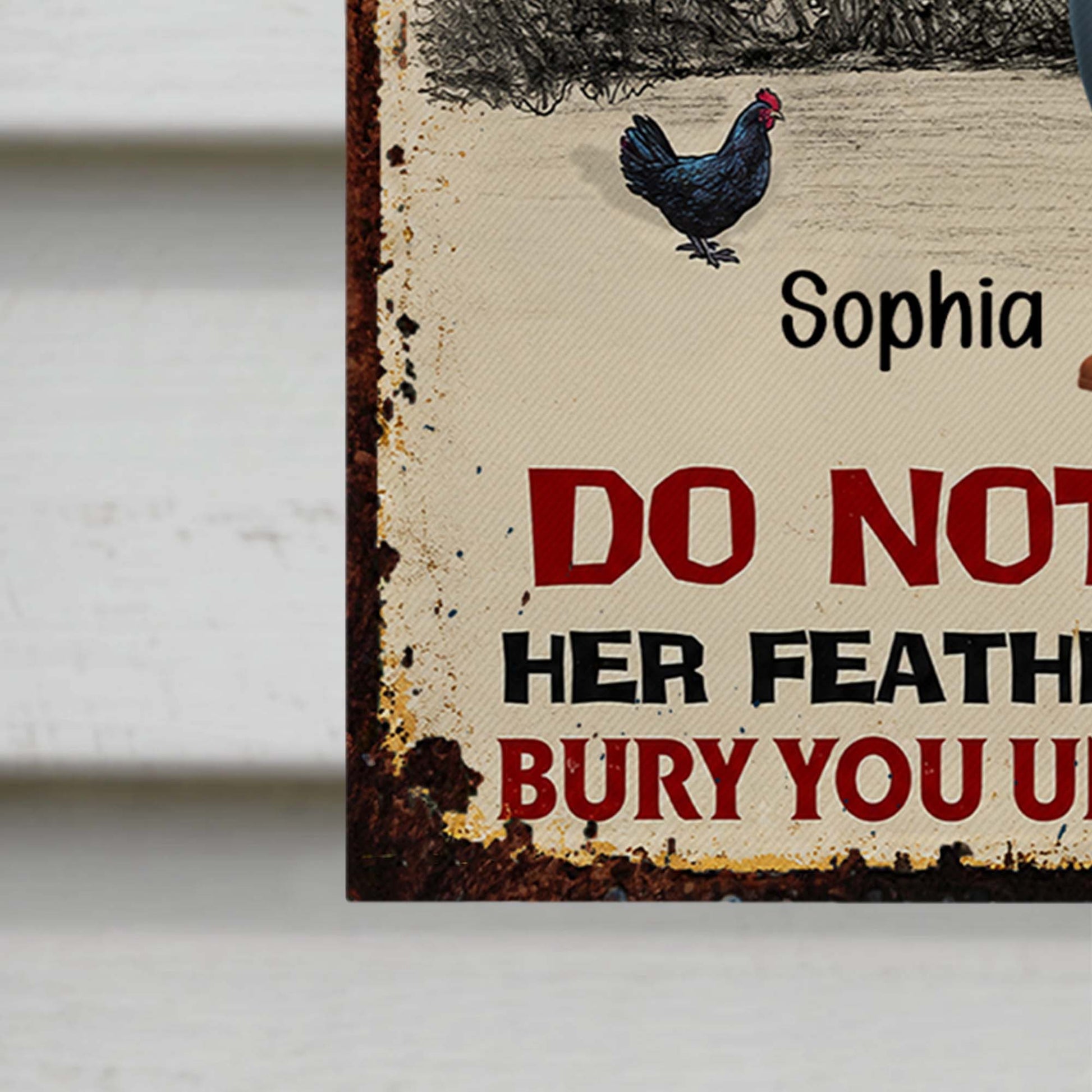 Crazy chicken lady garden flag with personalized name and funny coop warning - custom farm yard decor image 8