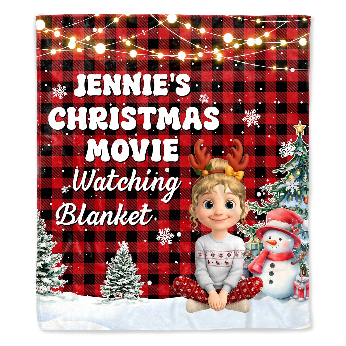 Christmas Movie Watching Blanket With Festive Characters