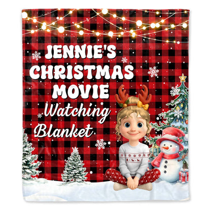 Christmas Movie Watching Blanket With Festive Characters