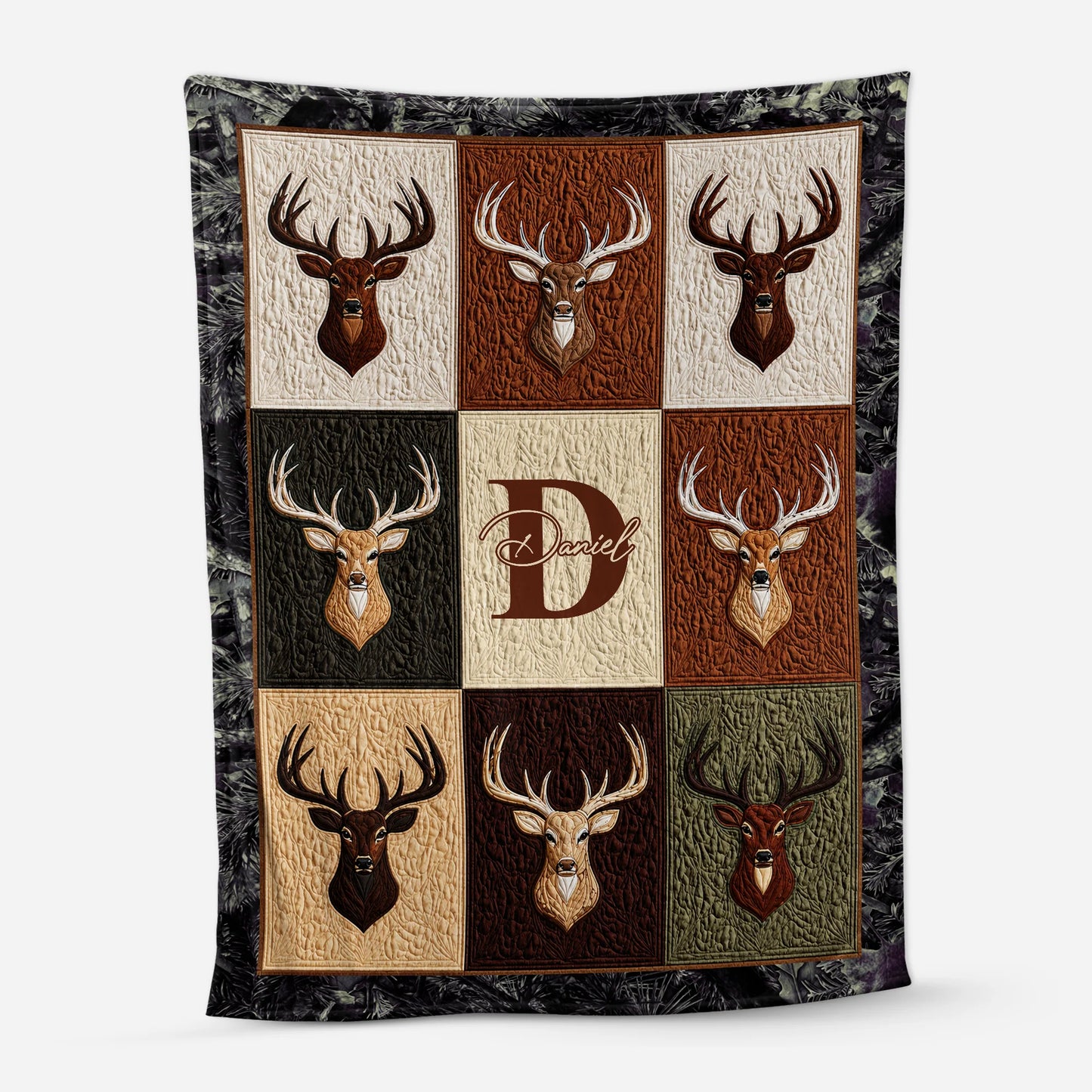 Custom Name Monogram Deer Hunting Blanket - Personalized Keepsake Gift for Men who Hunt