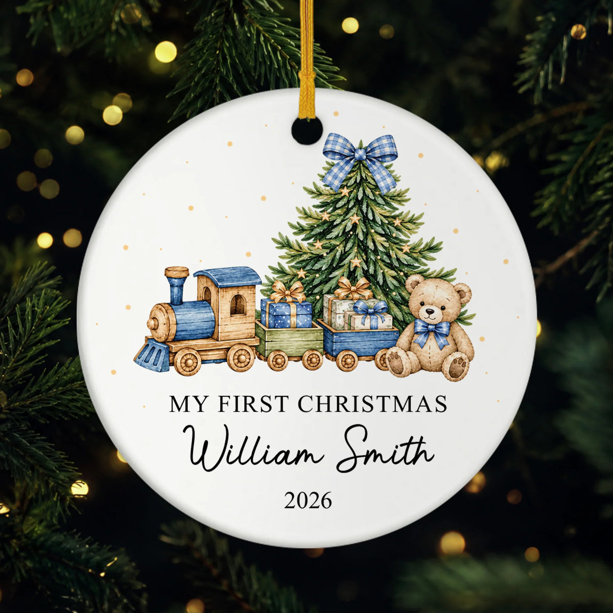 My First Christmas Personalized Ceramic Ornament - Custom Holiday Keepsake Gift for Baby