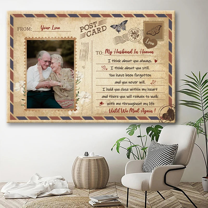 Until We Meet Again Personalized Memorial Canvas / Poster - Custom Wall Art Photo Gift To My Husband In Heaven