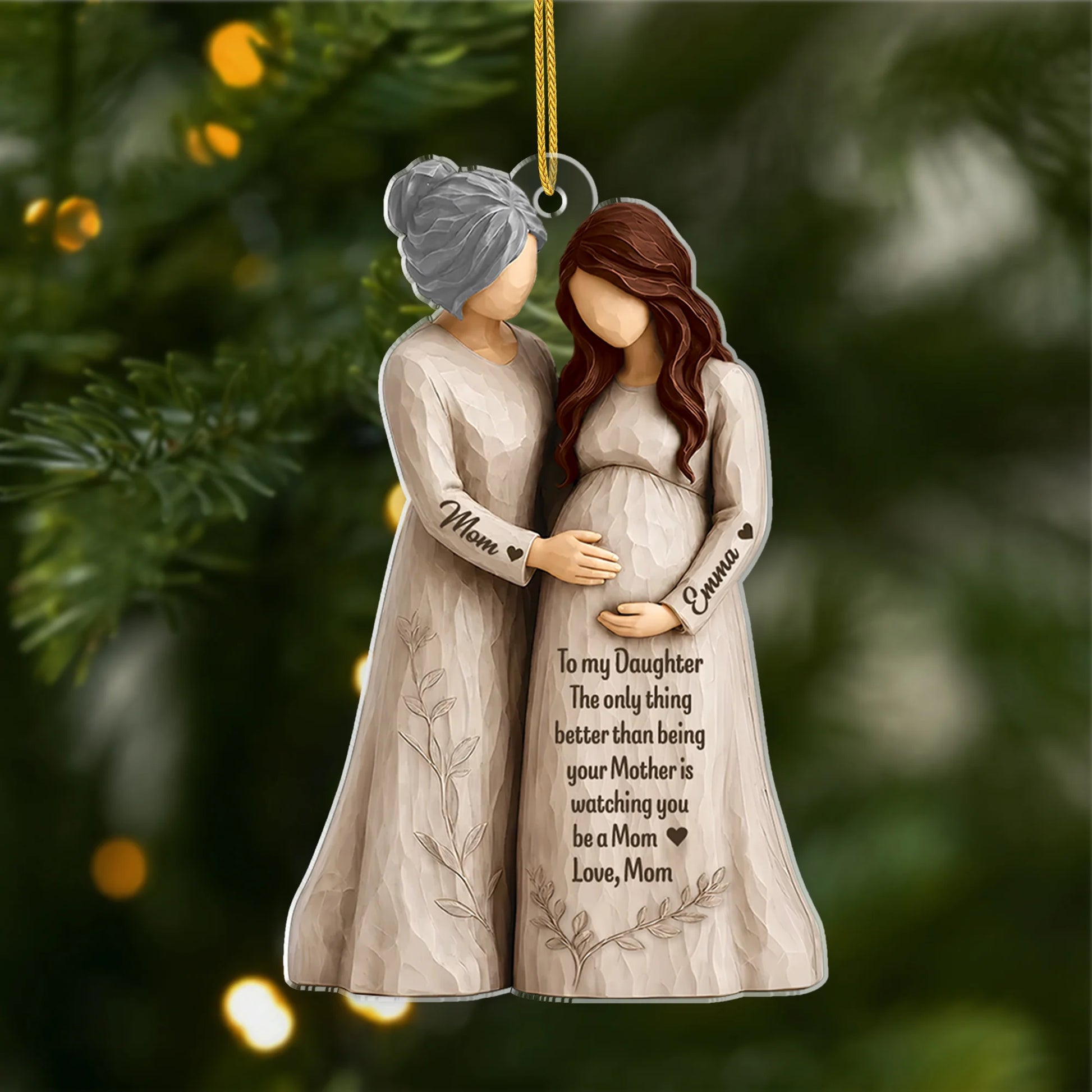 To My Daughter Personalized Acrylic Ornament - Custom Pregnancy Announcement Keepsake Gift for Expecting Mom