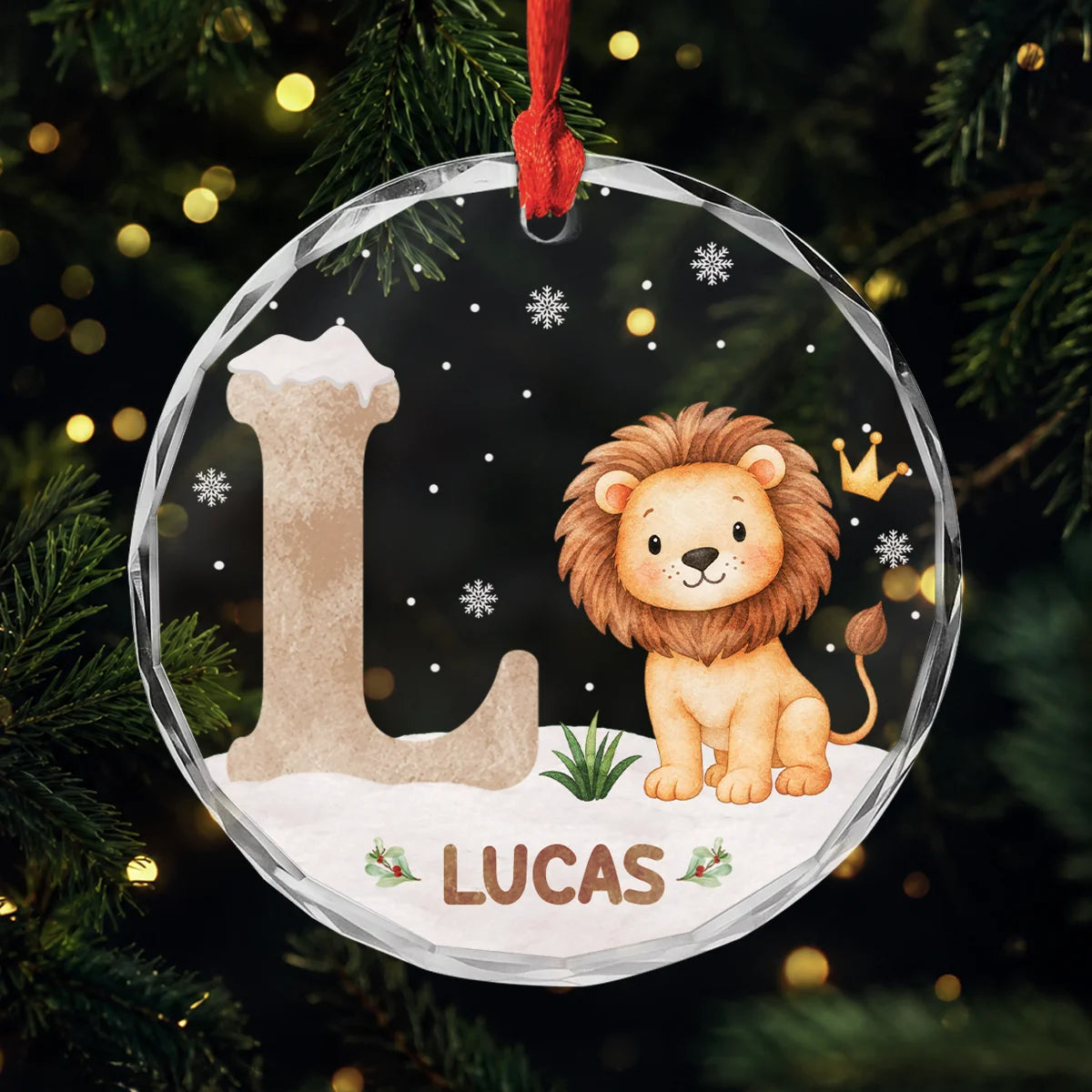 Personalized Initial & Name Glass Ornament - Custom Christmas Keepsake Gift for Kids