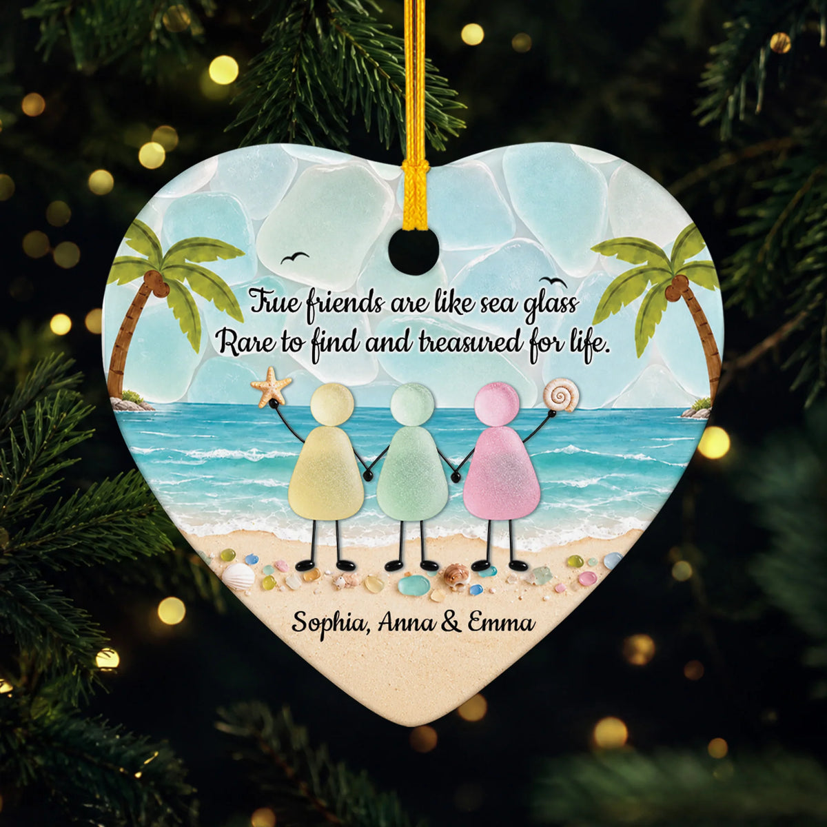 True Friends Are Like Sea Glass – Personalized Ceramic Ornament for Best Friends, Gift