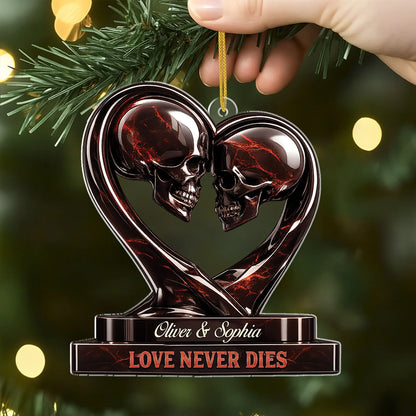 Till Death Do Us Part Skull Personalized Couple Acrylic Ornament - Unique Anniversary Gift