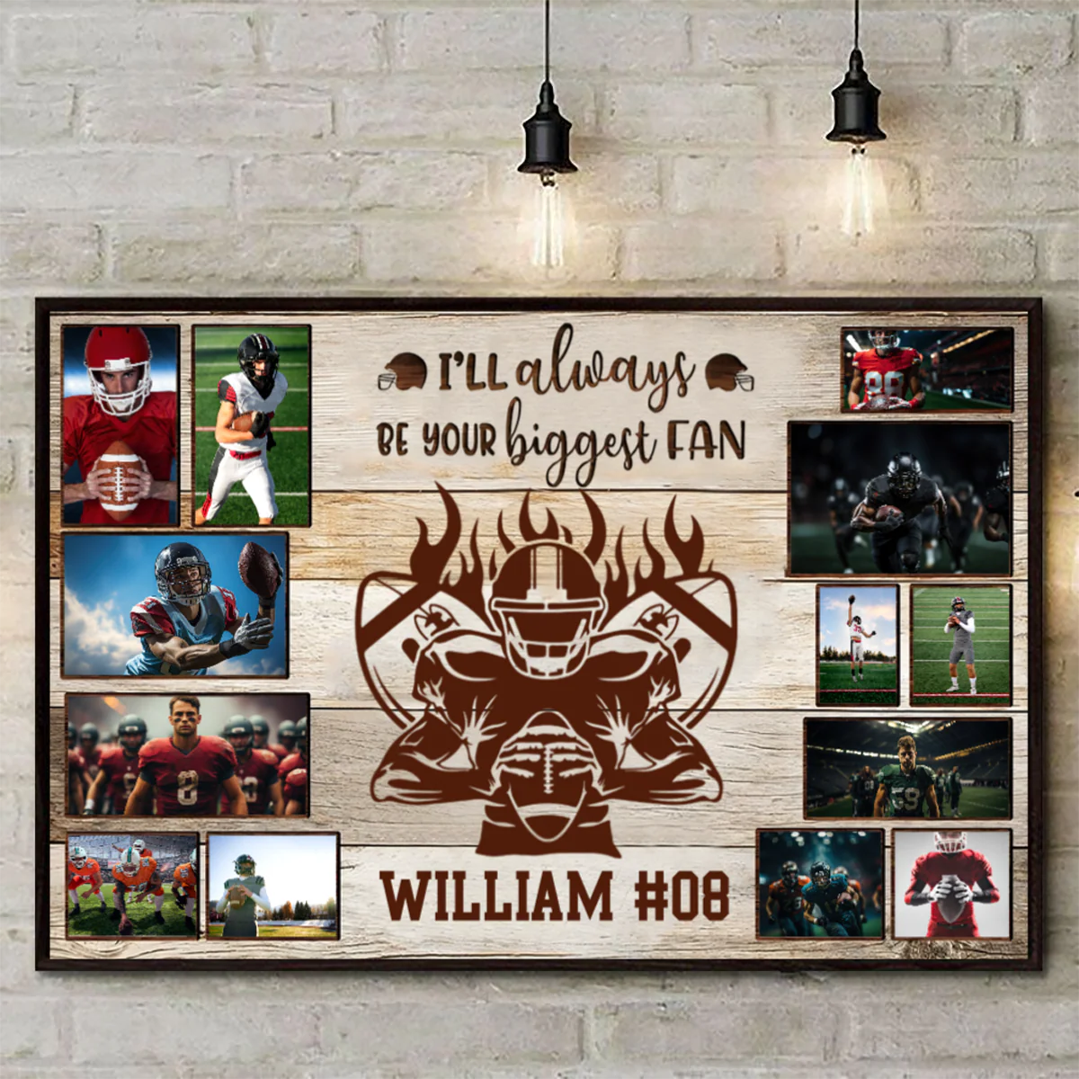Custom Football Photo Canvas personalization view for Son/Grandson