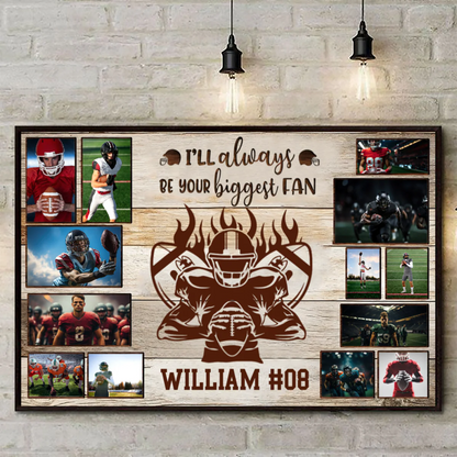 Custom Football Photo Canvas personalization view for Son/Grandson