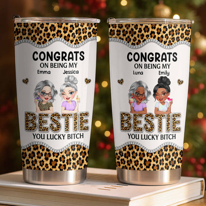 Personalized bestie tumbler with leopard print and funny quote for best friends image 6