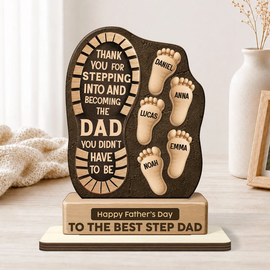 Personalized Step Dad Wooden Plaque personalization view for Stepmom / Stepdad