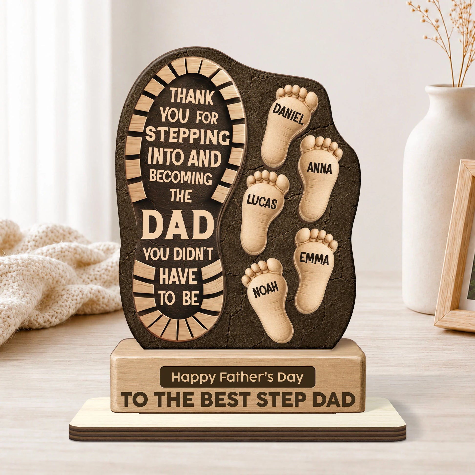 Personalized Step Dad Wooden Plaque personalization view for Stepmom / Stepdad