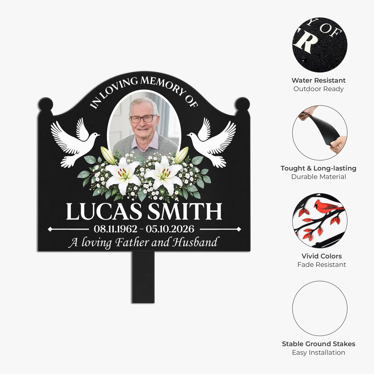 In Loving Memory Of Custom Photo Metal Garden Stake - Personalized Memorial Plaque