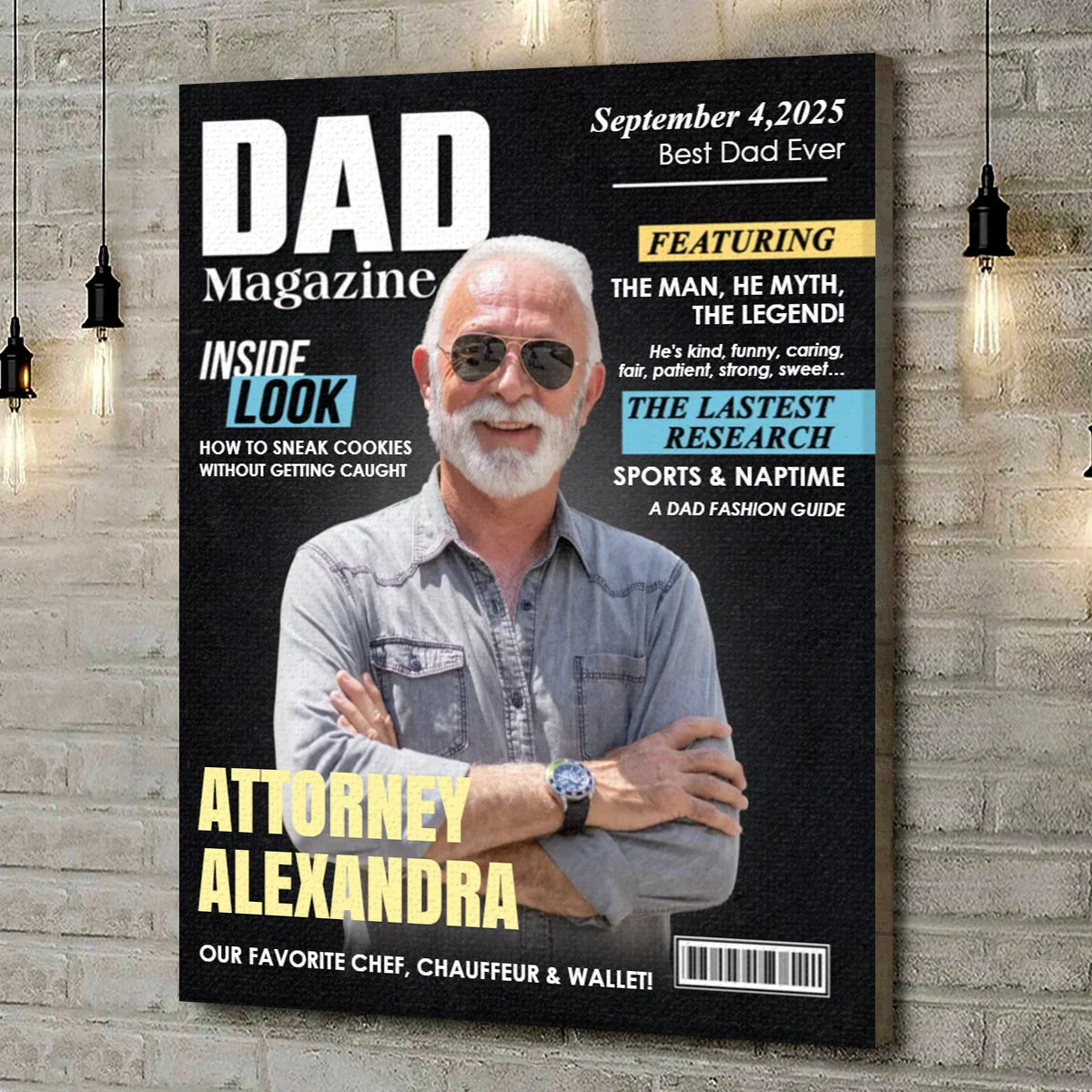 Dad Magazine Cover Personalized Canvas / Poster - Custom Photo Wall Art Gift for Dad