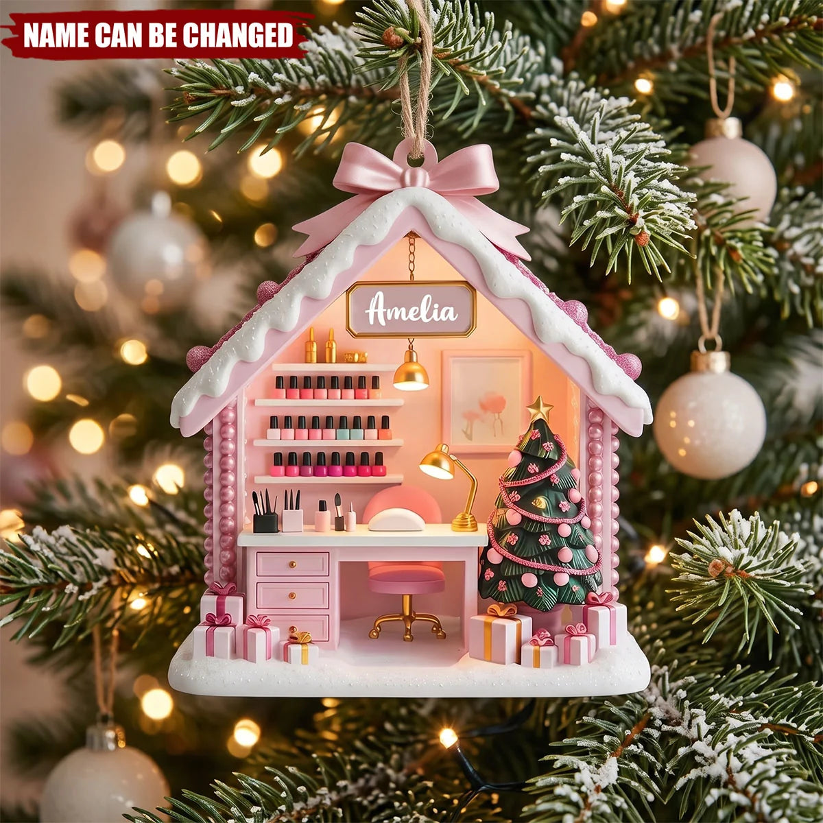Nail Masterpiece Studio Personalized Wooden Ornament - Custom Christmas Keepsake for Nail Techs