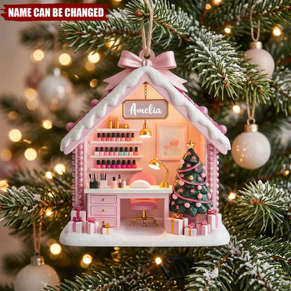 Nail Masterpiece Studio Personalized Wooden Ornament - Custom Christmas Keepsake for Nail Techs