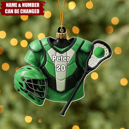 Personalized Lacrosse Jersey Acrylic Ornament with Name Number - Custom Sports Keepsake Gift for Players