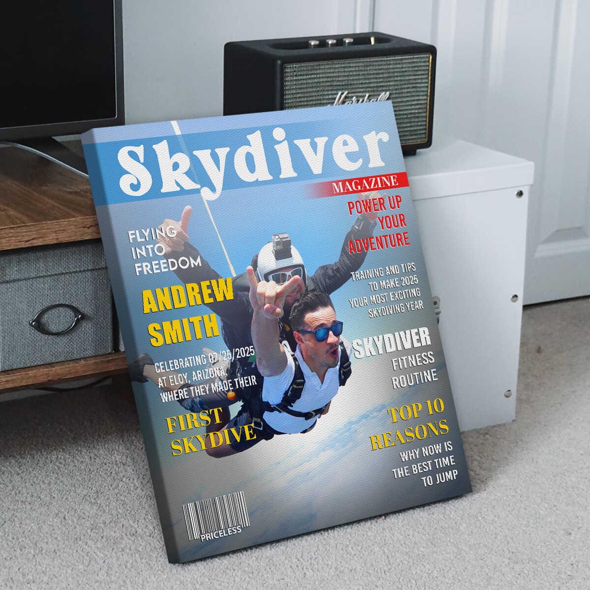 Custom Skydiver Magazine Cover Canvas personalization view for Yourself