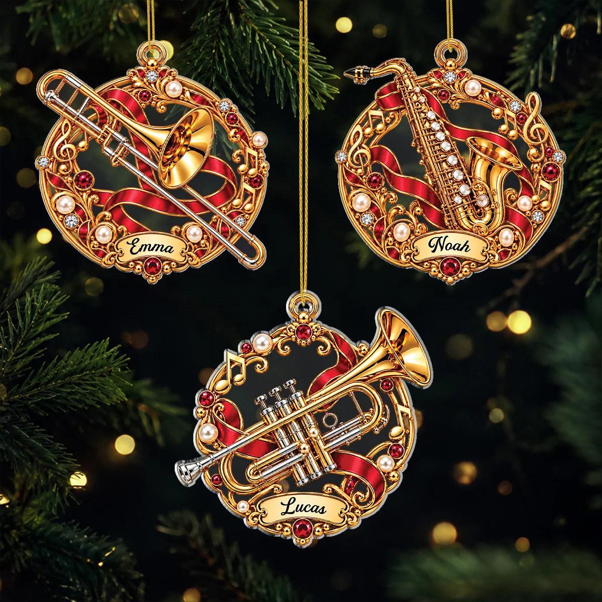 Personalized Musical Instrument Ornament - Custom Keepsake Christmas Gift for Band & Music Lovers