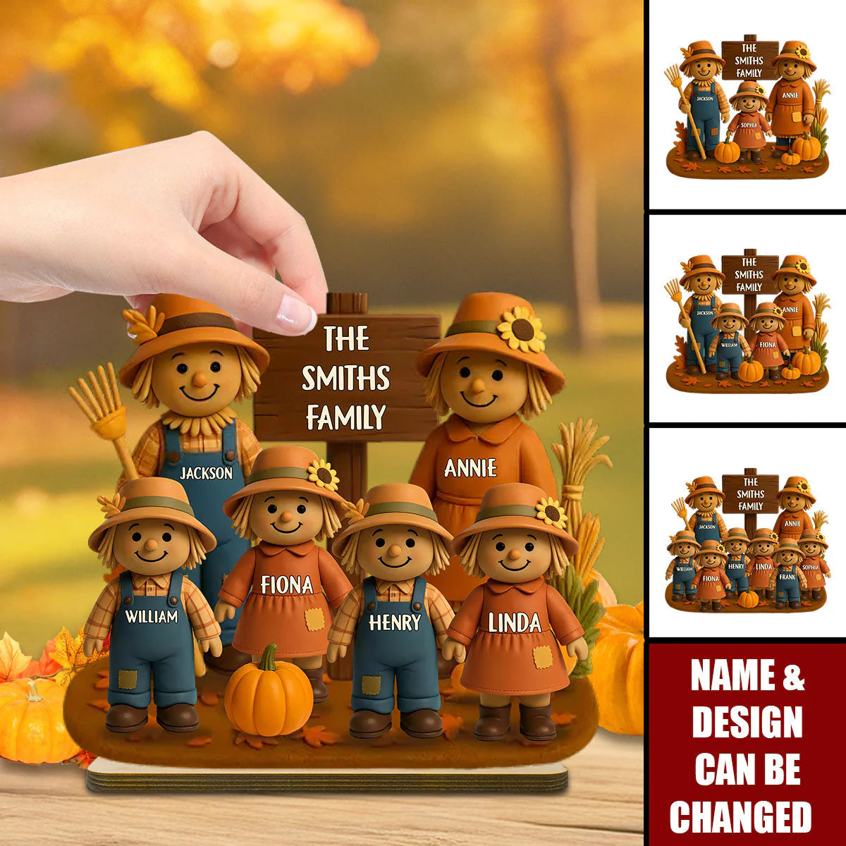 Custom Scarecrow Family Wooden Plaque personalization view for Family