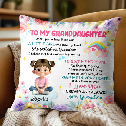 "To My Granddaughter, the Little Girl Who Stole My Heart" Personalized Pillow - Custom Keepsake Gift from Grandma