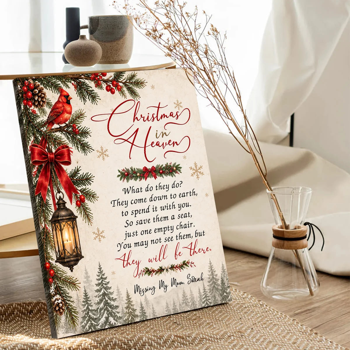 Christmas in Heaven Personalized Memorial Canvas / Poster - Bereavement Keepsake for Family