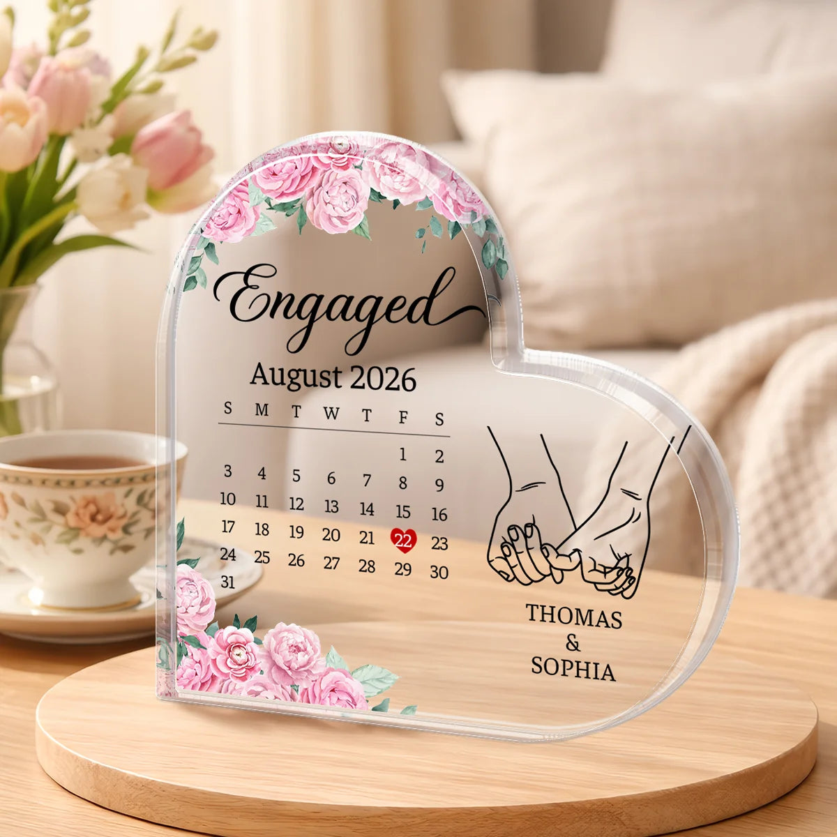 Custom Married Calendar Photo Acrylic Plaque - Personalized Wedding Keepsake Gift for Couples