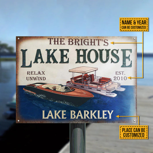 Custom Lake House Metal Sign for Dad with personalized design details for meaningful gifting
