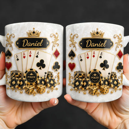 Mug material and size view - Personalized Poker King Mug