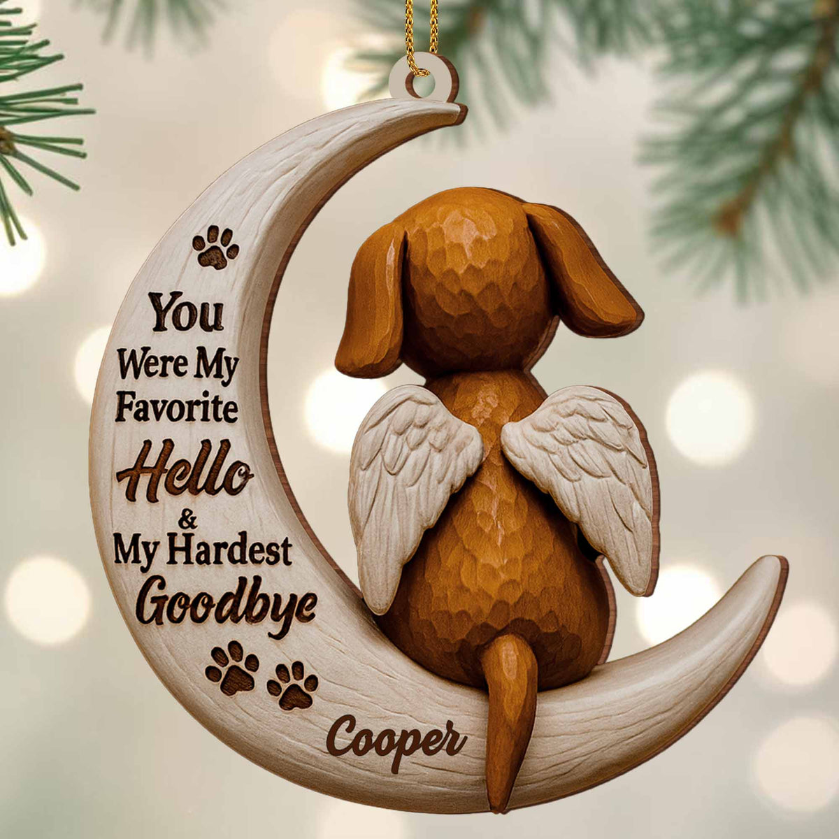 Favorite Hello & Hardest Goodbye Dog Memorial Ornament