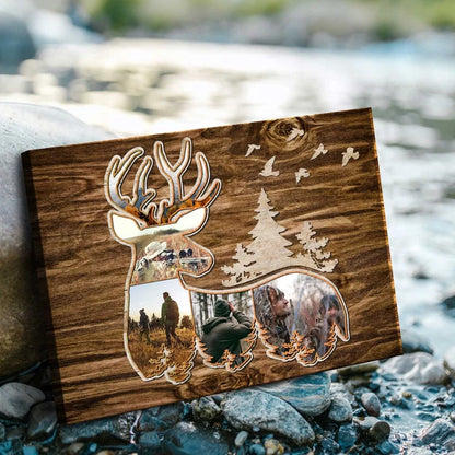 Personalized Deer Hunting Photo Collage Canvas - Custom Gift for Hunting Buddy
