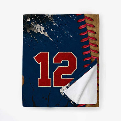 Personalized baseball blanket with custom name Andrew and number 12 for son senior night gift image 7