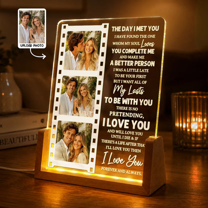 I Love You Forever Personalized LED Night Light - Custom Film Strip Photos for Couples