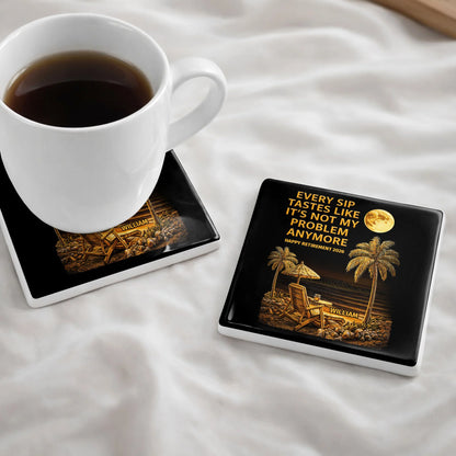 Personalized retirement ceramic coaster with funny beach quote for retiring coworkers and friends image 7