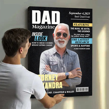 Dad Magazine Cover Personalized Canvas / Poster - Custom Photo Wall Art Gift for Dad