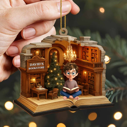 Personalized Library Scene Custom Wood Ornament for Best Friends image 6