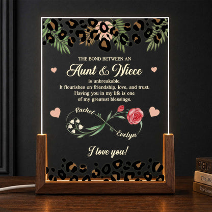 Night Light material and size view - Personalized Aunt And Niece Night Light