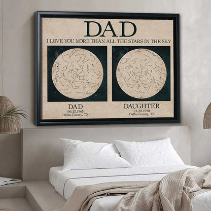 Custom Father Daughter Gift | Father and Daughter Star Map