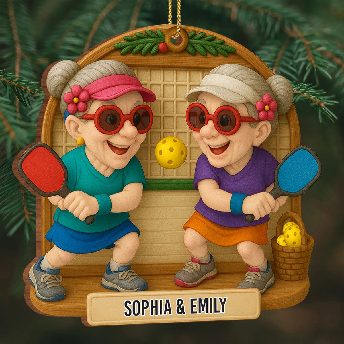 Joyful Pickleball Game Personalized Wood Ornament - Holiday Keepsake for Best Friends