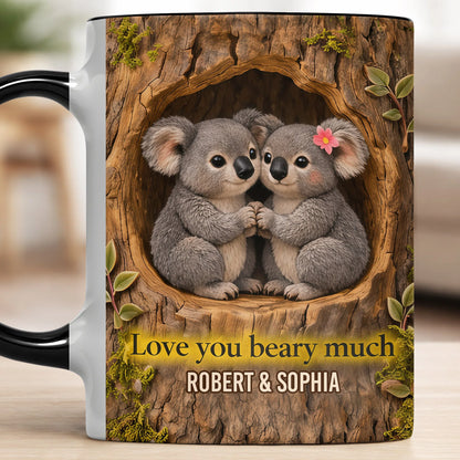 Personalized koala couple mug with quote Love You Beary Much and custom names - romantic anniversary ceramic gift image 10