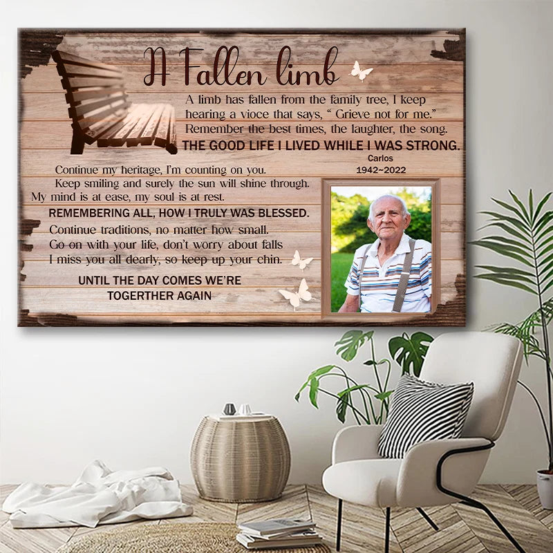 A Fallen Limb Poem Personalized Memorial Canvas / Poster - Custom Sympathy Wall Art for Family