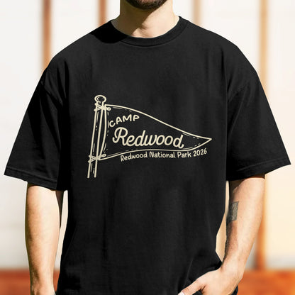 Personalized outdoor adventure shirt with camp flag graphic, ideal gift for campers