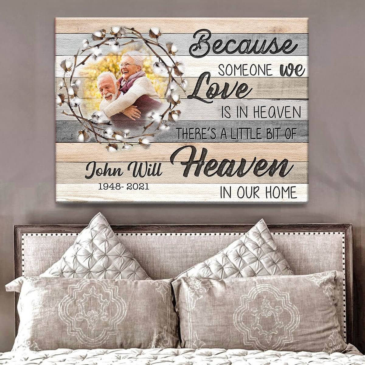 "Because Someone We Love Is In Heaven" Personalized Memorial Canvas / Poster - Custom Family Sympathy Keepsake Gift