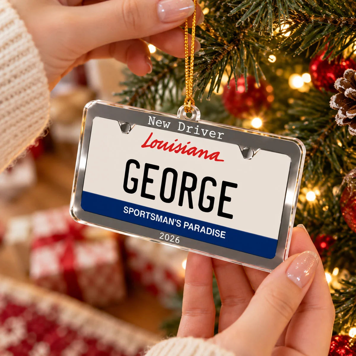 New Driver Custom State Car Plate Ornament - Personalized Teenager Car Gift & Christmas Keepsake