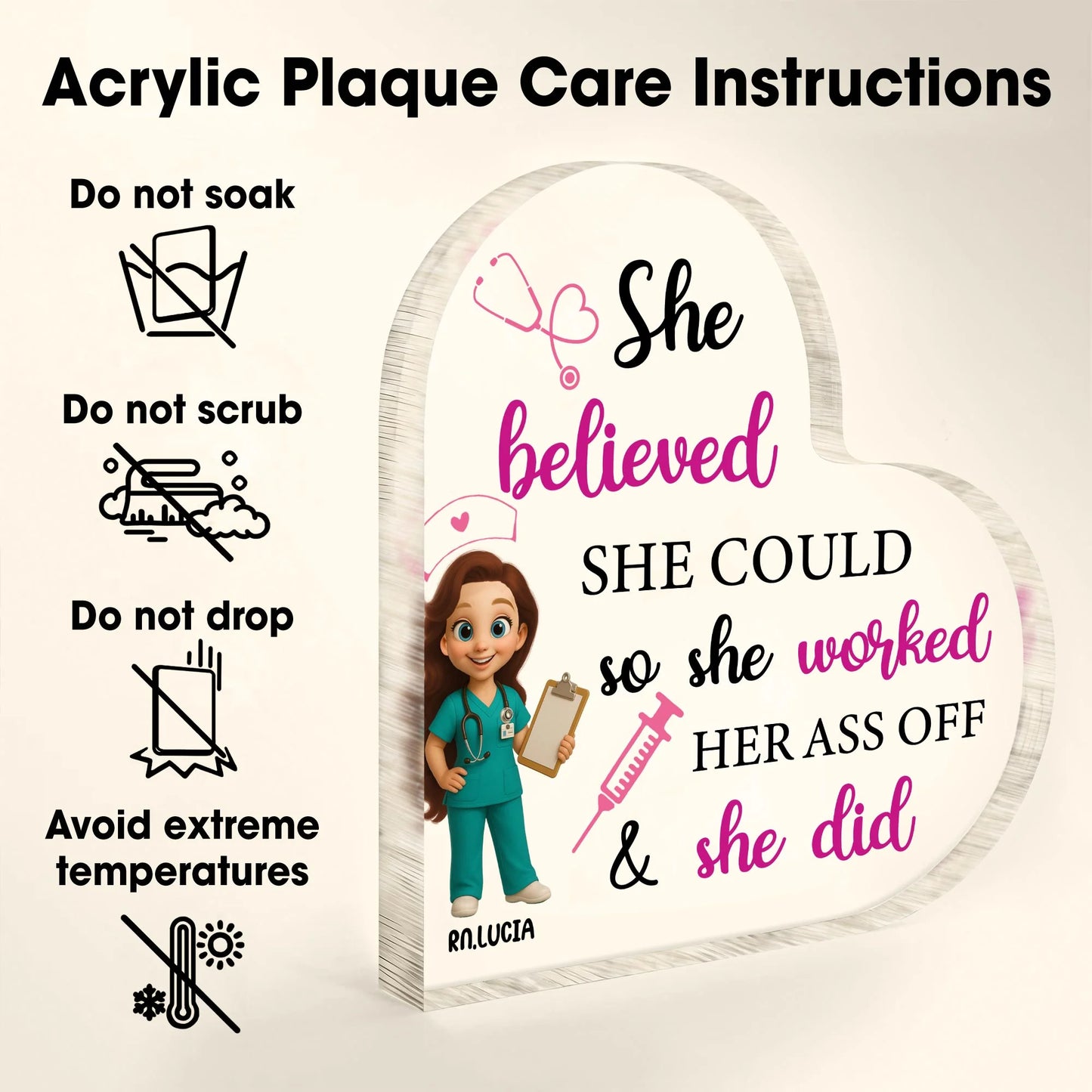 Personalized Nurse Acrylic Plaque personalization view for Nurse