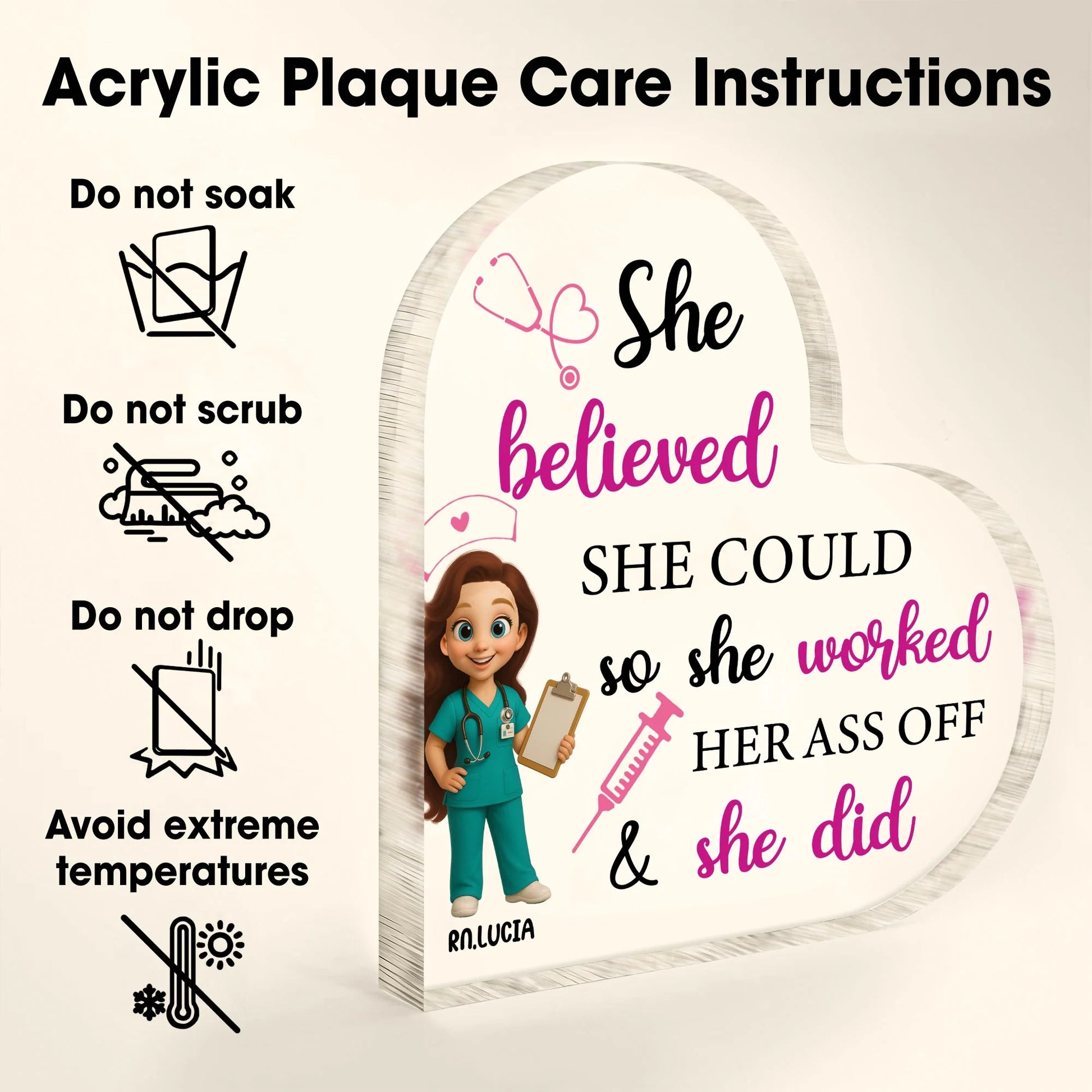 Personalized Nurse Acrylic Plaque personalization view for Nurse