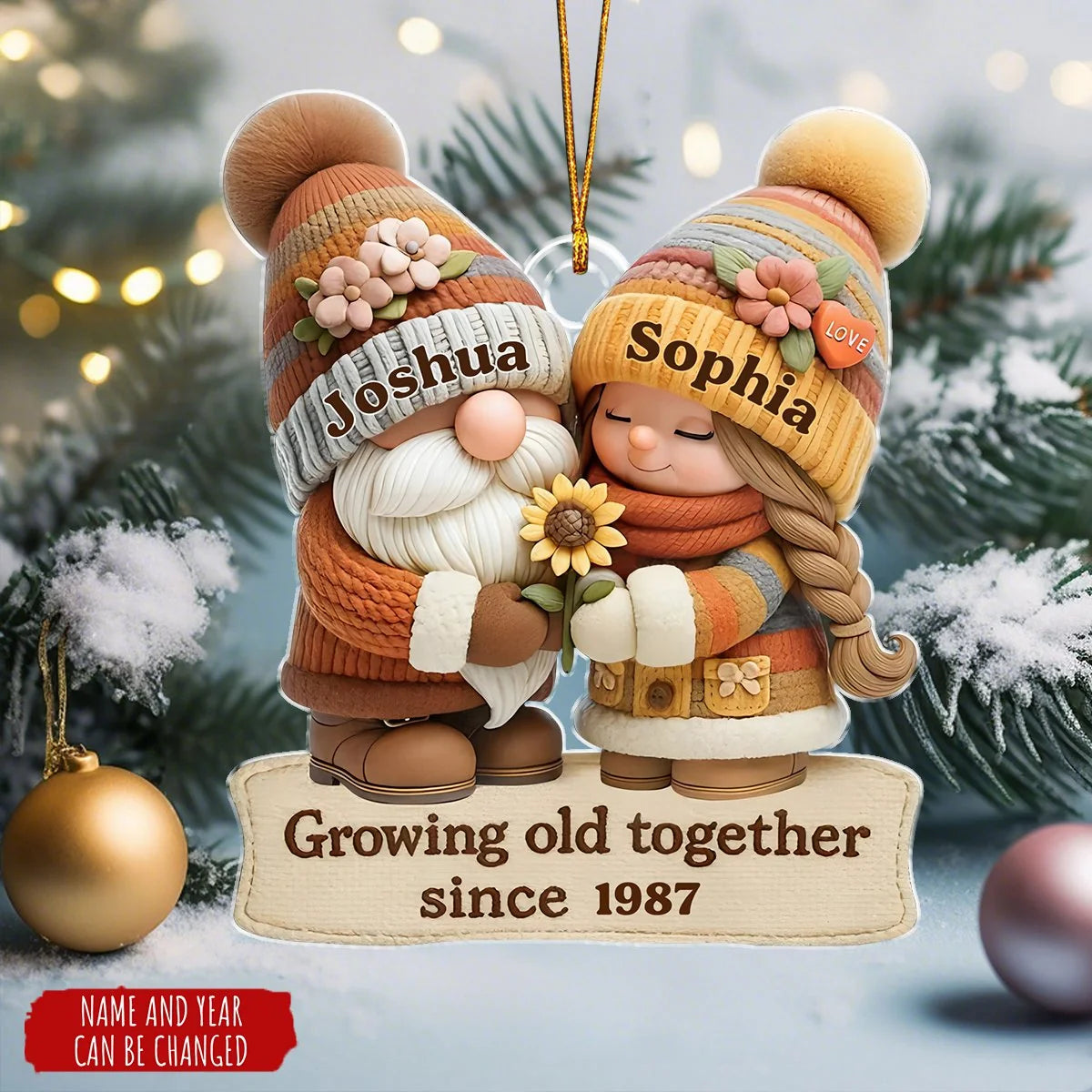 "Growing Old Together" Personalized Acrylic Ornament - Christmas Keepsake for Couples
