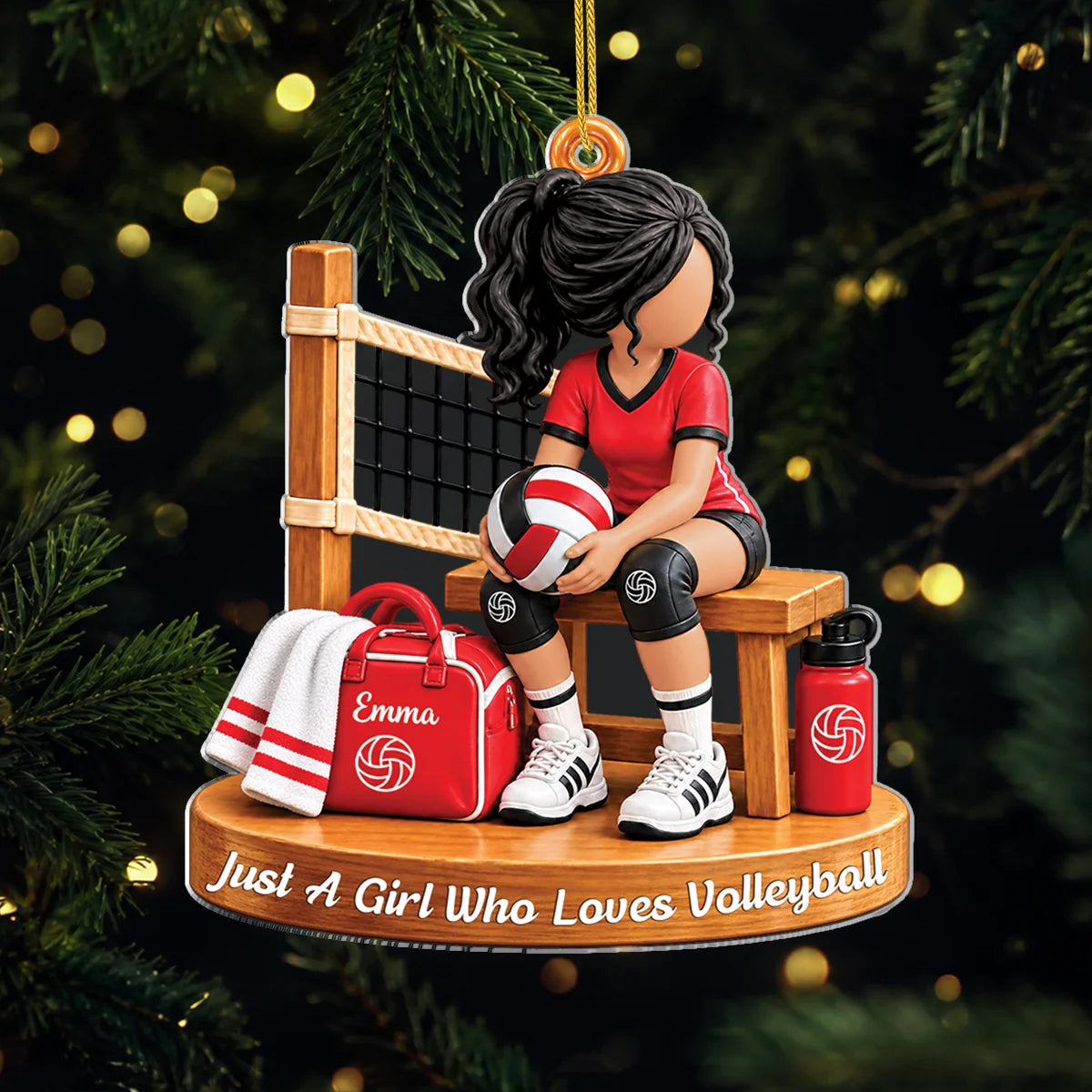 Just A Girl Who Loves Volleyball Personalized Acrylic Ornament - Christmas Tree Keepsake Gift for Daughter & Girls