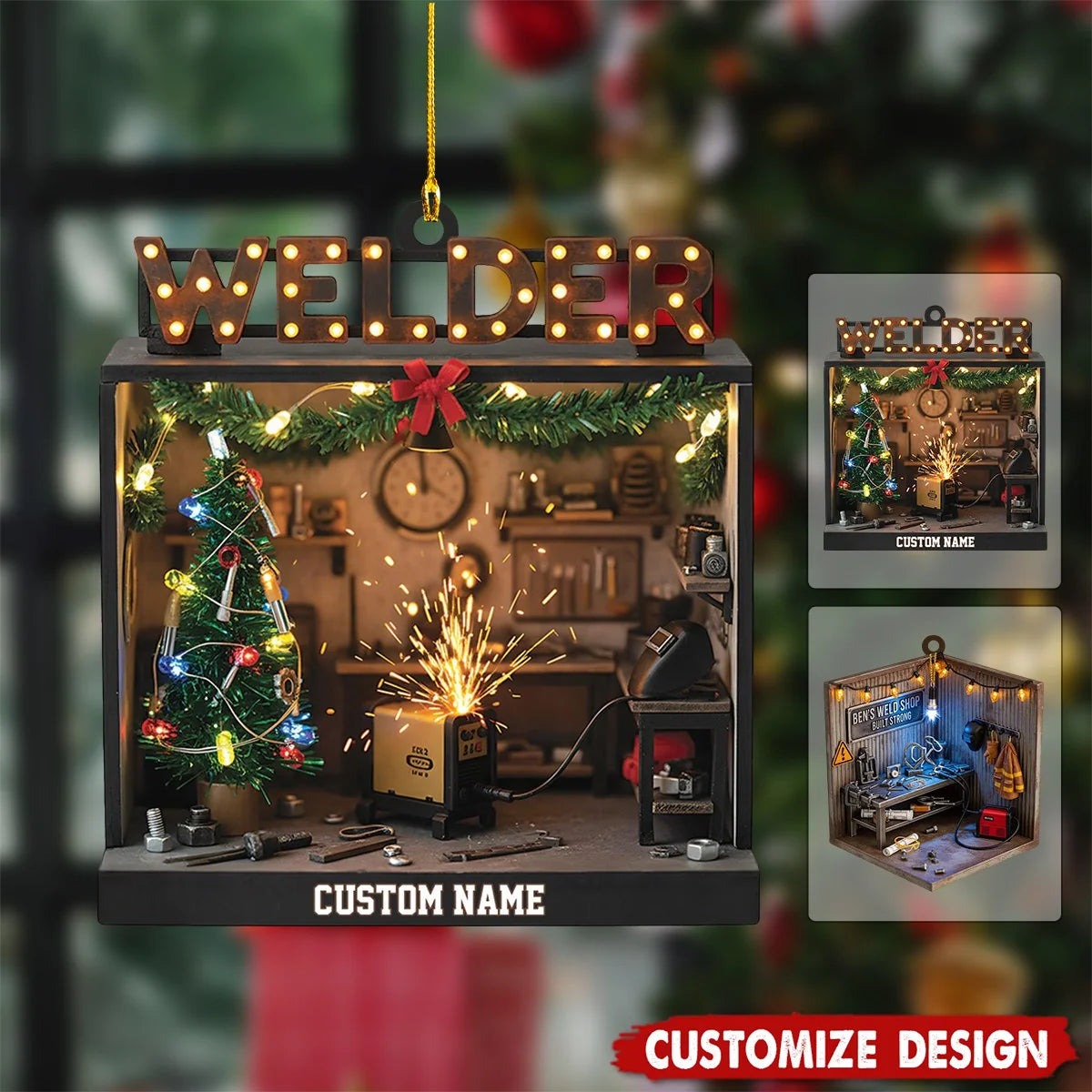 Custom Welder Shop Christmas Wooden Ornament - Personalized Name Keepsake Gift for Welders